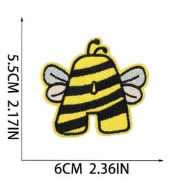 5.5Cm Bee Emborideredes Sewing Notion Cute Cartoon Elements Letters A-Z Iron Ones For Bags Jackets T-Shirt Hats Clothes Diy Decorat