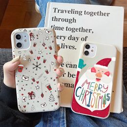 Cell Phone Cases Christmas Cartoon New Year Gift Case Soft Solid Colour For iphone 14 11 12 13 mini pro max 7 8 plus 6 6s x xs xr 231021