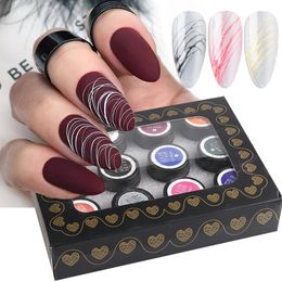 Nail Polish 6/12pcs Painting Spider Gel Nail Polish Manicure Set Stretch Push DIY Drawing Liners Glue Gel Nail Art Glitter Gum Kit BE1615-3 231020