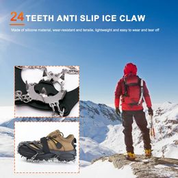 Climbing Harnesses 1 Pair Ice Crampons Anti-Slip 24 Teeth Mountaineering Cleats Lightweight with Carry Bag Ice Cleats for Shoes/Boot/Heels/Sneakers 231021