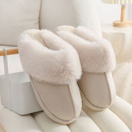 New cotton slippers women's autumn and winter Coconut milk white pink Nut brown Plush thickened at home warmth home plush