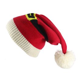 Christmas Hat Fashion For Kids And Adults Winter New Christmas Hat With Wool Ball Knitted Long Tail Hat Unisex Celebration Hat Red