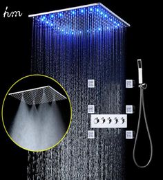 Rain Spa Shower Set 20 inch led light shower head ceiling Mounted body spray bathroom High Flow Thermostatic Diverter Bath8436080