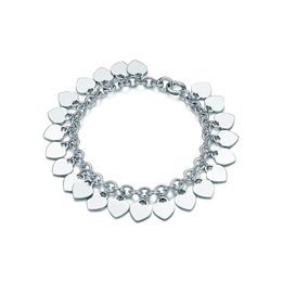 Braccialetti con ciondoli Famosi marchi di stilisti in argento sterling al 100% 925 Bracciale classico fai da te con etichetta multicuore