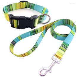 Dog Collars Pet Collar And Leash Adjustable Bohemian Printed Leashes Sets Fashion Ethnic Style High-Quality Pets Supplies S/M/L