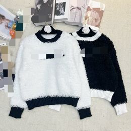 1018 2023 Autumn Brand SAme Style Women Sweaters Crew Neck Long Sleeve Black White Womens clothes Fashion fengjie6