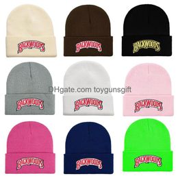 Beanies 1Pcs New Knitted Hat Backwoods Lettering Cap Women Winter Hats For Men Warm Fashion Solid Hiphop Beanie Drop Delivery 18Cri