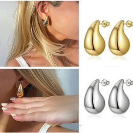 Stud y Gold Hoops Earrings for Women Lightweight Drop with 18K Real Plated Trendy Jewellery Girls 231020