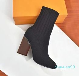 autumn winter boots socks heeled heel boots fashion sexy Knitted elastic boot designer Alphabetic women shoes