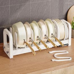 Kitchen Storage 60CM Simple Free Retractable Pot Holder Dish Plate Lid Pan Water Cup Drain Rack Under Sink Debris