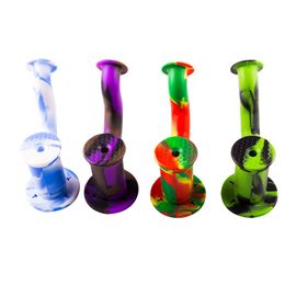 New Style Colourful Silicone Waterpipe Pipes Portable Multifunctional Herb Tobacco Oil Rigs Stash Case Straw Nails Philtre Bubbler Cigarette Holder Smoking Bong DHL