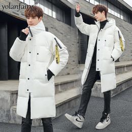 Men's Vests Winter 2024 White Duck Down Jacket for Men Clothing Medium Long Fashion Work Clothes Handsome Loose Coat Puffer F 231020