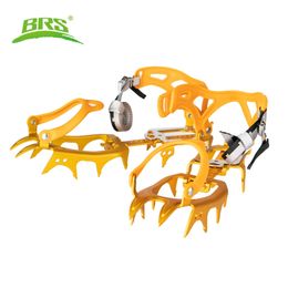 Mountaineering Crampons BRS 14 Teeth Bundled Walking Crampons Ultralight Snow Hiking Aluminium Alloy Ice Gripper Winter Outdoor Mountaineering Equipment 231021