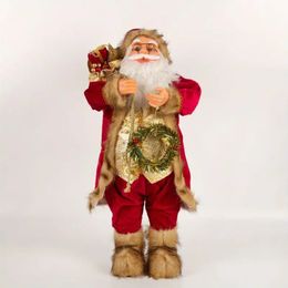 1pc Santa Claus Doll, Golden Lock Red Backpack Decoration, Santa Claus Crafts Decoration ,Christmas Gifts, Christmas Indoor Window Decor,30cm/11.8IN