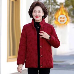 Women's Trench Coats Lamb Print Cotton Parkas Basic Jackets Add Velvet Mother's Overcoat Middle-aged Autumn Winter