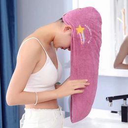 Towel Magic Microfiber Shower Cap Moon Star Embroidery Bath Hats Dry Hair Quick Drying Soft For Lady Turban Head 5Colors