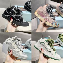 Luxuriöse Freizeitschuhe, Lavin-Leder-Curb-Turnschuhe, Designer-Schuhe für Damen, außergewöhnlicher Sneaker, Kalbsleder-Gummi-Nappa-Plattformsohle, Lanvinlies Herren-Trainer