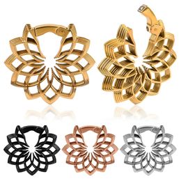 Stud Vanku 2pc Trendy Stainless Steel Flower Pattern Ear Weight Plug Body Piercing Jewelry Gauge Expanders Stretchers 231020