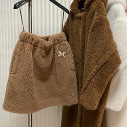 Skirts Winter Teddy Bear Skirt Women High Quality Camel Wool Blend Fashion Warm Alpaca Thick Female Autumn 231020