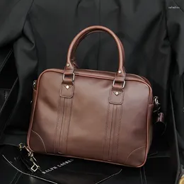 Briefcases Handbag Single-shoulder Briefcase For Laptop 14inch Brand High-end Messenger Luxury Business Men Bag