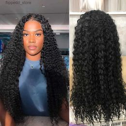 Synthetic Wigs Afro Kinky Curly Lace Wigs Long Hair Synthetic Natural Black Lace Wig Deep Part Burgundy Wig High Temperature for Balck Woman Q231021