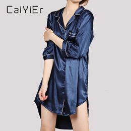 Women's Sleep Lounge CAIYIER Autumn Winter Nightgown For Women Sexy Solid Silk Night Dress Loose Sleepshirt Home Clothes Large Size S-5XL Pijamas 231021