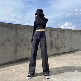 Women's Jeans 2023 Black Cargo Pants Fashionable Fall And Winter Loose Straight Wide Leg Pantalones De Mujer H343