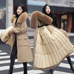 Women's Trench Coats 2023 Degrees Snow Wear Long Parkas Winter Jacket Women Fur Hooded Clothing Removable Lining Cotton Thick Coat