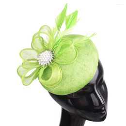 Berets High Quality 4-Layer Green Fascinator Hat Vintage Party Formal Fedora Hats Headband Bridal Show Headpiece Clip