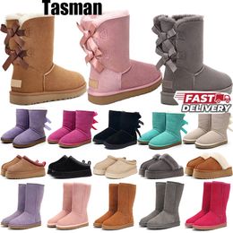 Snow Boot Women Classic Ultra Australian Winter Designer Tasman Tazz Bowtie shoes classic ankle short bow black chestnut pink mini fur australia slippers Fur Boots