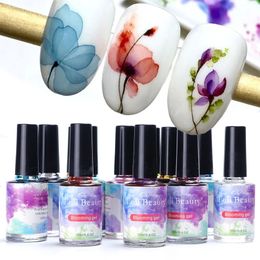 Nail Polish 12pcs 15ml Watercolour Gel Nail Polish Blooming Flowers Smoke Ink Marble Effect Bubble Varnish Paint Glue Manicure Decor NL895 231020