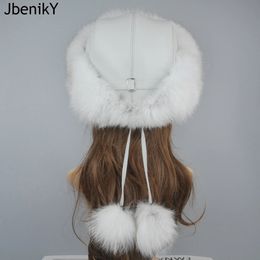 Beanie/Skull Caps Fashion Style Luxury Winter Russian Natural Real Fur Hat Women Warm Good Quality 100% Genuine Real Fur Cap 231020