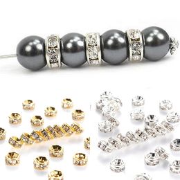 Other 100pcs 68mm Rondelle Disc 316 Stainless Steel Crystal Spacer Beads With Rhinestone For Jewellery Making DIY Bracelet 231020