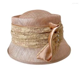 Berets High End Bucket Hat For Women Lace Fedoras Summer Breathable Sun Hats Elegant Ladies Evening Party Fedora Cap