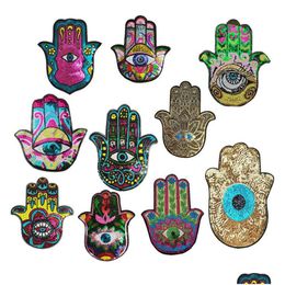 Sewing Notions Iron On Or Sew Sequin Colorf Hand Eyes Embroidered Badge Motif Applique Clothing Jeans T Shirt 10 Colors Drop Deliver