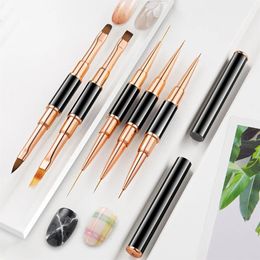 Makeup Tools Professional Nail Art Brush Set 5pcs Double Ended Brushes For Long Lines Thin Liner Nails Detail 231020