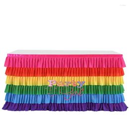 Table Skirt Mixed Colour Chiffon Banquet Wedding Tablecloth Skirting Party Event Christmas Decoration