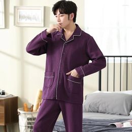 Men's Sleepwear Winter Cotton-Padded Pyjamas Air Cotton Interlayer Pyjamas Set Pyjama Suit Pijamas Fashion Cardigan Thin Quilted