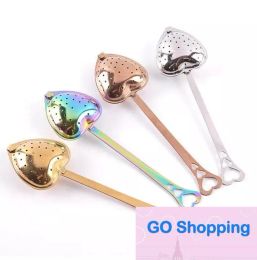 All-match Stainless Strainer Heart Shaped Tea Infusers Teas Tools Teas Philtre Reusable Mesh Spoon Steeper Handle Shower Spoons