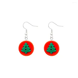 Dangle Earrings Colorful Vintage Women Resin Fake Christmas Button Drop Stainless Steel Piercing Funny Accessories For Holiday