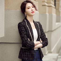 Women's Suits 2023 Jacket Women Fashion Elegant Black Plaid Coat OL Styles Spring Autumn Blazers For Ladies Office Blazer Outwear Tops