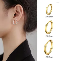 Hoop Earrings Glossy 925 Silver Gold Colour Piercing Accessory Trendy Huggie Female Hoops For Men