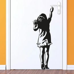 Wall Stickers Banksy Little Girl Door Sticker Decal Girl Kids Room Bedroom Street Art Graffiti Vinyl Home Decor 231020