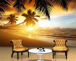 Wallpapers Southeast Asia Style Beautiful Sunset Beach Nature Landscape Po Wall Mural Wallpaper Cafe Dining Room Theme El