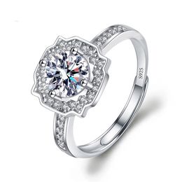 Sterling Silver 925 Plated Platinum 1CT D-color VVS1 Moissanite Ring Trendy Women Proposal Wedding Engagement Rings