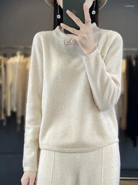 Women's Sweaters Buckle 100 Pure Wool Sweater Chinese Style Mandarin Collar Top Hanfu Autumn And Winter Knitted Bottoming