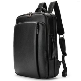 Backpack Man Computer Bag First Layer Cowhide Men's Multifunctional Large Capacity Leather Leisure Travel