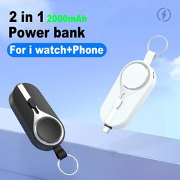 Portable Mini Power Bank for Apple Watch Ultra Wireless Charger Key Chain Mobile Phone External Battery for iphone 15 14 pro max Samsung cellphones Auxiliary Battery