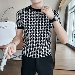Men's Sweaters Plus Size 3XL-S Round Collar Short Sleeve Knitted Sweaters For Men Clothing Slim Fit Casual Pullovers Pull Homme Sale 231021