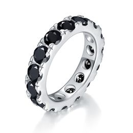 Fashion Men Women Ring 925 Sterling Silver 4mm Black Moissanite Diamond Ring for Men Women for Party Wedding Jewelry Gift for Friend